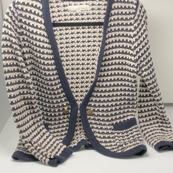 LOFT Sweaters - LOFT ladies blue/off white knit sweater, size M